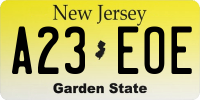 NJ license plate A23EOE