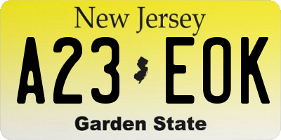 NJ license plate A23EOK