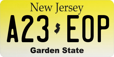 NJ license plate A23EOP