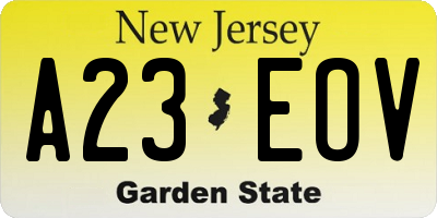 NJ license plate A23EOV