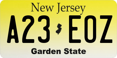 NJ license plate A23EOZ