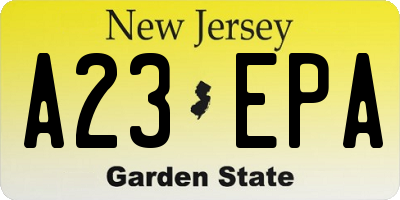NJ license plate A23EPA