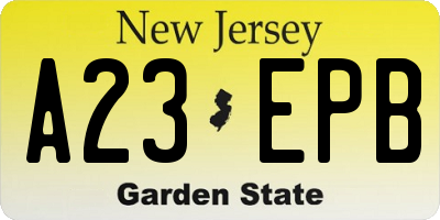 NJ license plate A23EPB