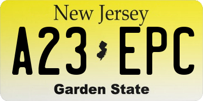 NJ license plate A23EPC