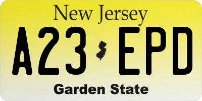 NJ license plate A23EPD