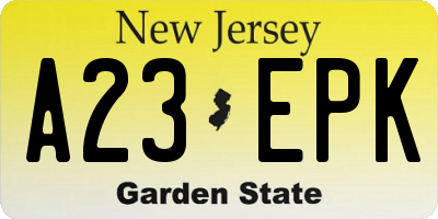NJ license plate A23EPK