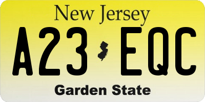 NJ license plate A23EQC