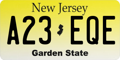 NJ license plate A23EQE
