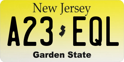 NJ license plate A23EQL