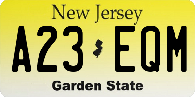 NJ license plate A23EQM