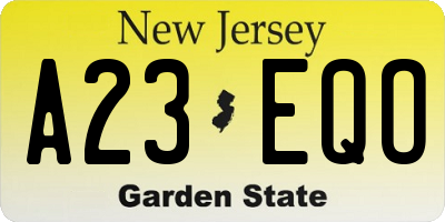 NJ license plate A23EQO