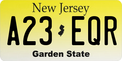 NJ license plate A23EQR