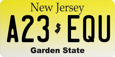 NJ license plate A23EQU