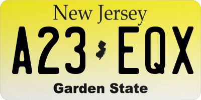 NJ license plate A23EQX