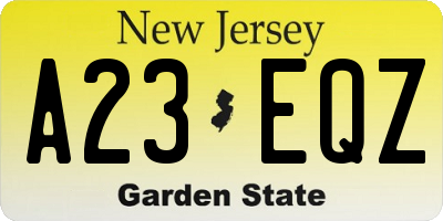 NJ license plate A23EQZ