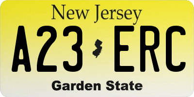 NJ license plate A23ERC
