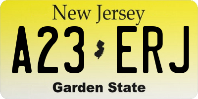 NJ license plate A23ERJ
