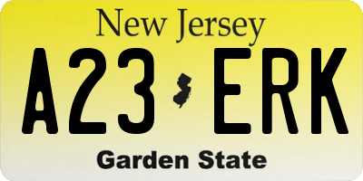NJ license plate A23ERK