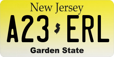 NJ license plate A23ERL