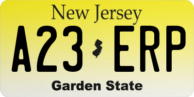 NJ license plate A23ERP