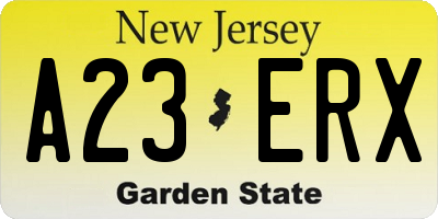 NJ license plate A23ERX