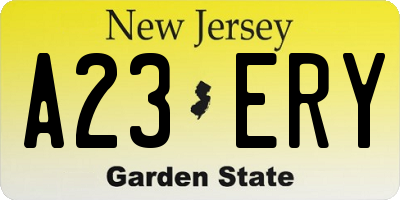 NJ license plate A23ERY