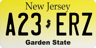 NJ license plate A23ERZ