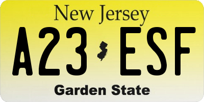 NJ license plate A23ESF