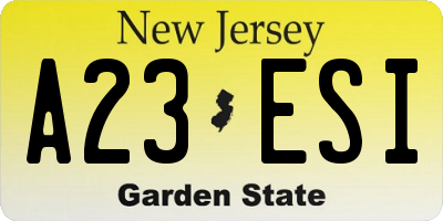 NJ license plate A23ESI