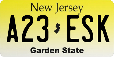 NJ license plate A23ESK