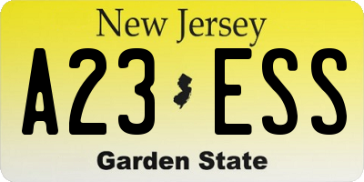 NJ license plate A23ESS