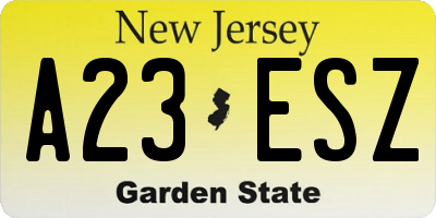 NJ license plate A23ESZ