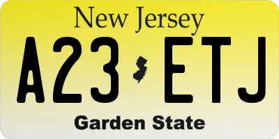 NJ license plate A23ETJ