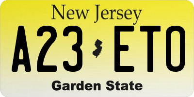 NJ license plate A23ETO