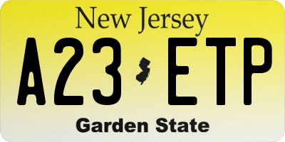NJ license plate A23ETP