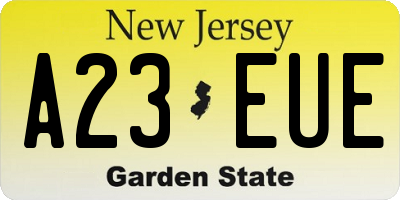 NJ license plate A23EUE