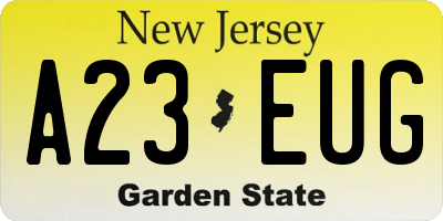 NJ license plate A23EUG