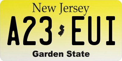 NJ license plate A23EUI