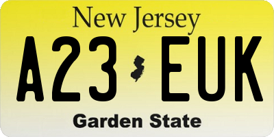 NJ license plate A23EUK