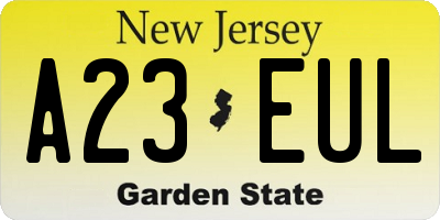 NJ license plate A23EUL