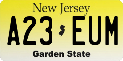 NJ license plate A23EUM