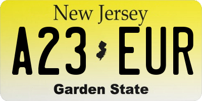 NJ license plate A23EUR