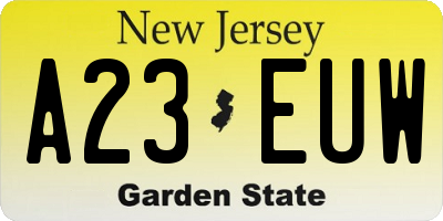 NJ license plate A23EUW