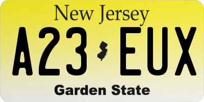 NJ license plate A23EUX