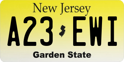 NJ license plate A23EWI