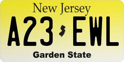 NJ license plate A23EWL