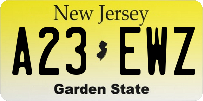 NJ license plate A23EWZ