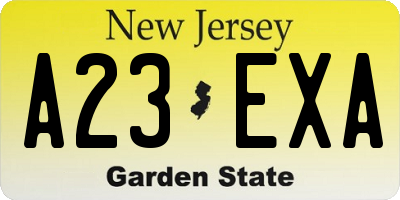NJ license plate A23EXA