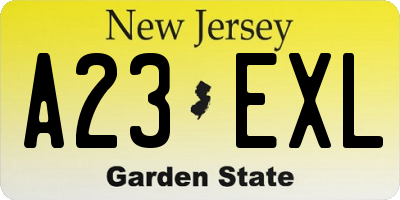 NJ license plate A23EXL