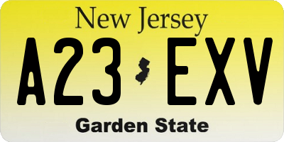 NJ license plate A23EXV
